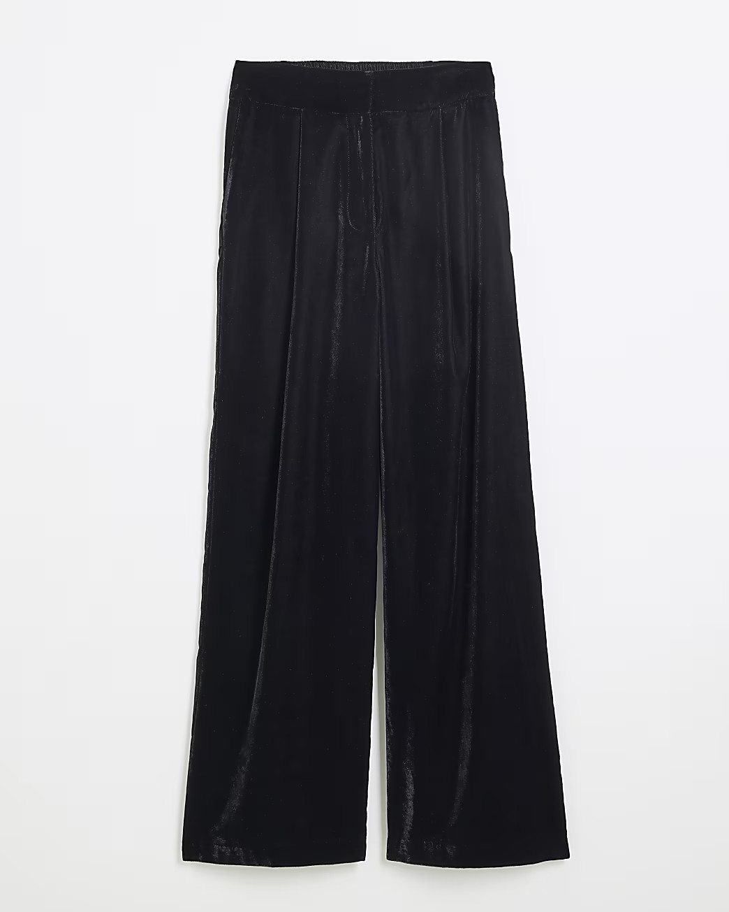 Black Velvet Wide Leg Trousers | River Island UK & IE