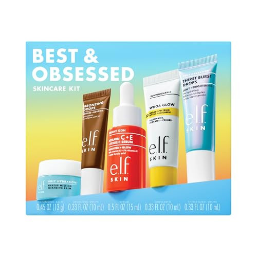 e.l.f. SKIN Best & Obsessed Skincare Kit, Travel-Size Makeup Remover, Sunscreen & Brightening Serums For Glowy Skin, Vegan & Cruelty-Free | Amazon (US)