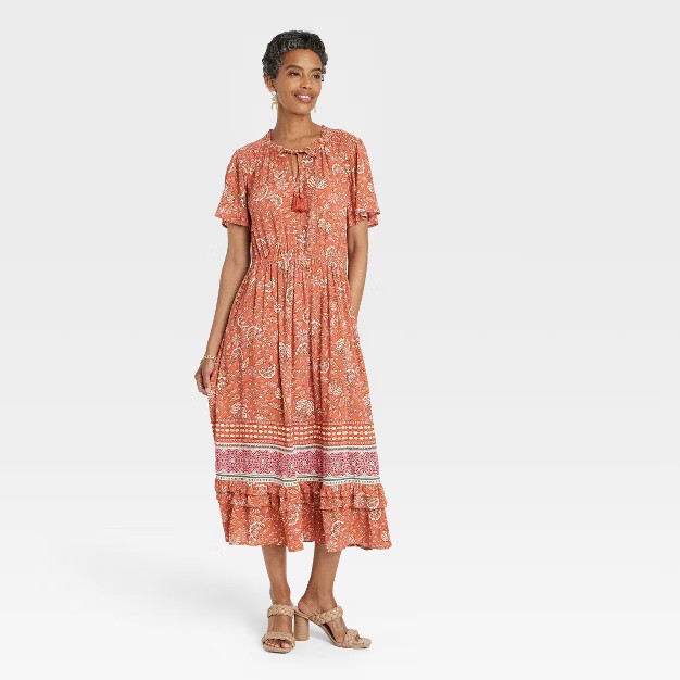 Women's Flutter Short Sleeve Smocked Dress - Knox Rose™ | Target