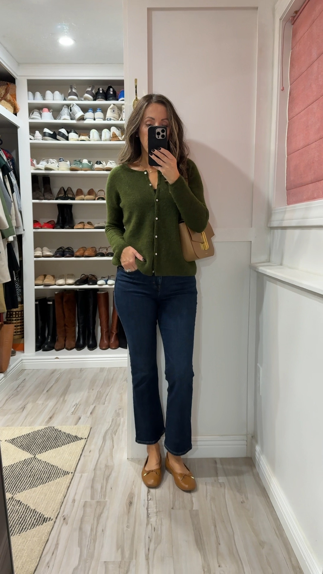 Jeans true to size (have them in 3 colors that’s how much I love them). Current shades might be slightly different.   My bag is finally 20% off with code BF20
Cardigans sold out quick (might be available in one size). Per retailers recommendation I sized down - wearing xxs here. 
Flats old 



#LTKCyberWeek #LTKItBag #LTKSaleAlert