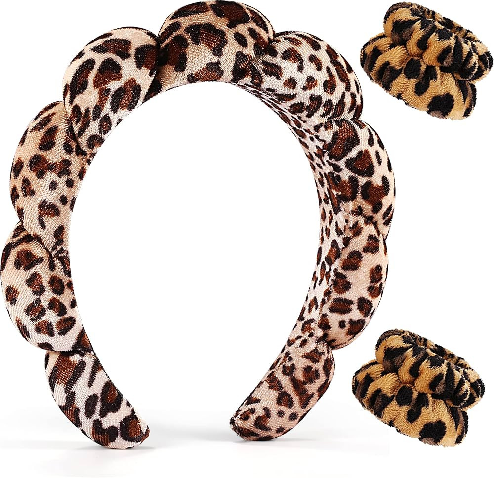 Spa Headbands for Washing Face or Facial, Set of 2 Skincare Headbands, Terry Cloth Headband Pink ... | Amazon (US)