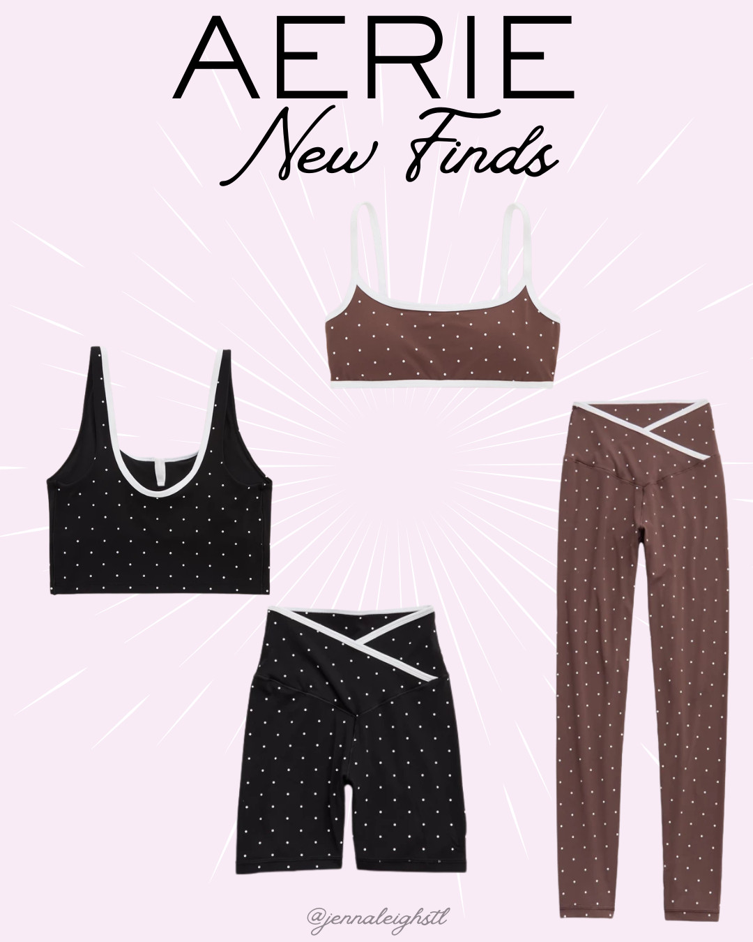 Polka dots are everywhere right now, and these new Aerie active sets are such a fun take on the trend. The print is adorable, and the pieces are perfect whether you're heading to a workout, running errands, or just living in your favorite athleisure.
 

 #LTKootd #LTKActive #LTKMidsize