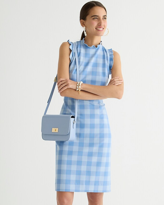 Ruffle-trim sheath dress in gingham stretch crepe | J. Crew US