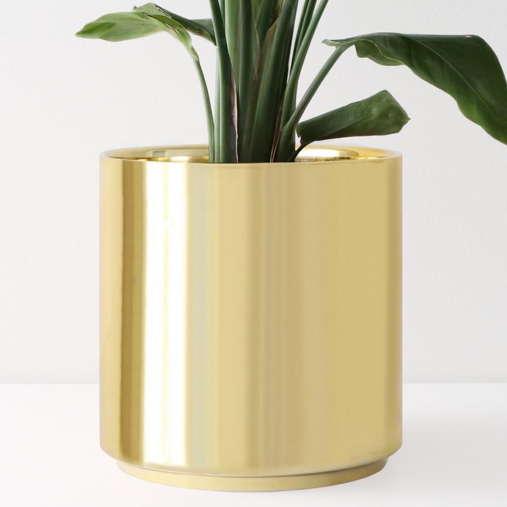 8 in. Gold Ceramic Indoor Planter (7 in. to 12 in.) | The Home Depot