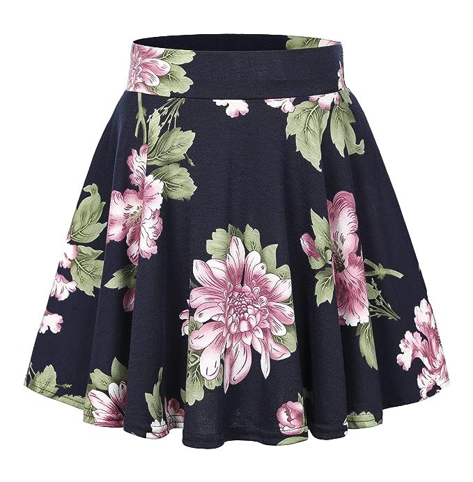 Urban CoCo Women's Floral Print Flared Mini Skater Skirt | Amazon (US)