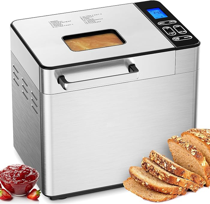EUHOMY Bread Maker Machine 13 Program 2LB Bread Maker, Bread Machine with 3 Loaf Sizes and 3 Crus... | Amazon (US)