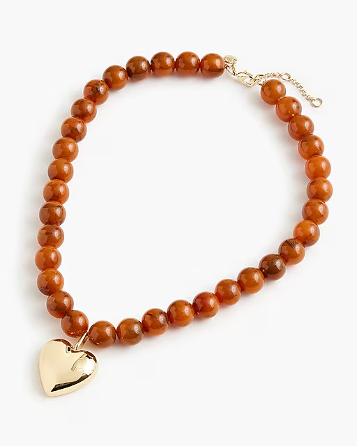 Beaded heart pendant necklace | J.Crew Factory
