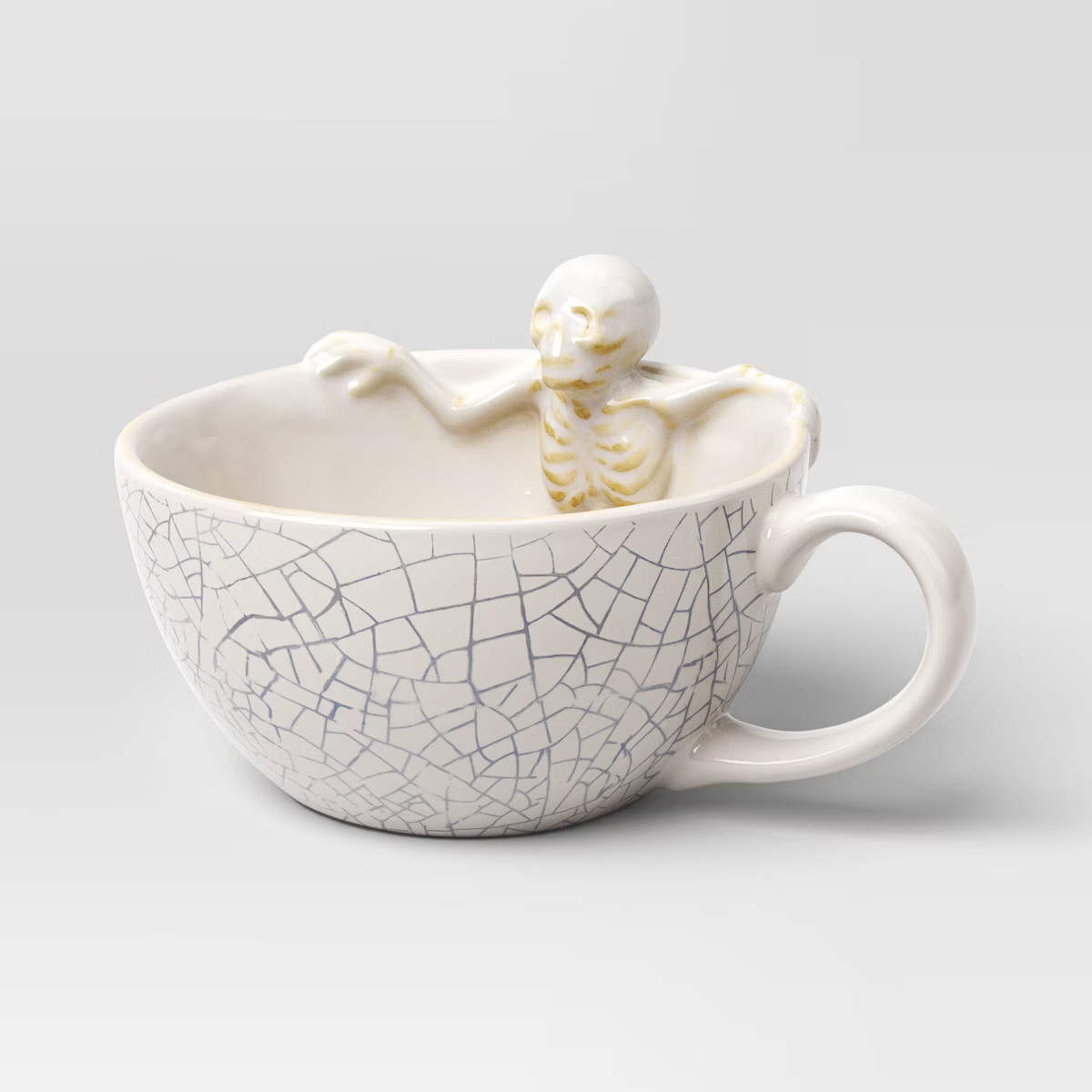 12.5 fl oz Stoneware Skeleton in Latte Mug with Crackle - Hyde and EEK! Boutique™ | Target