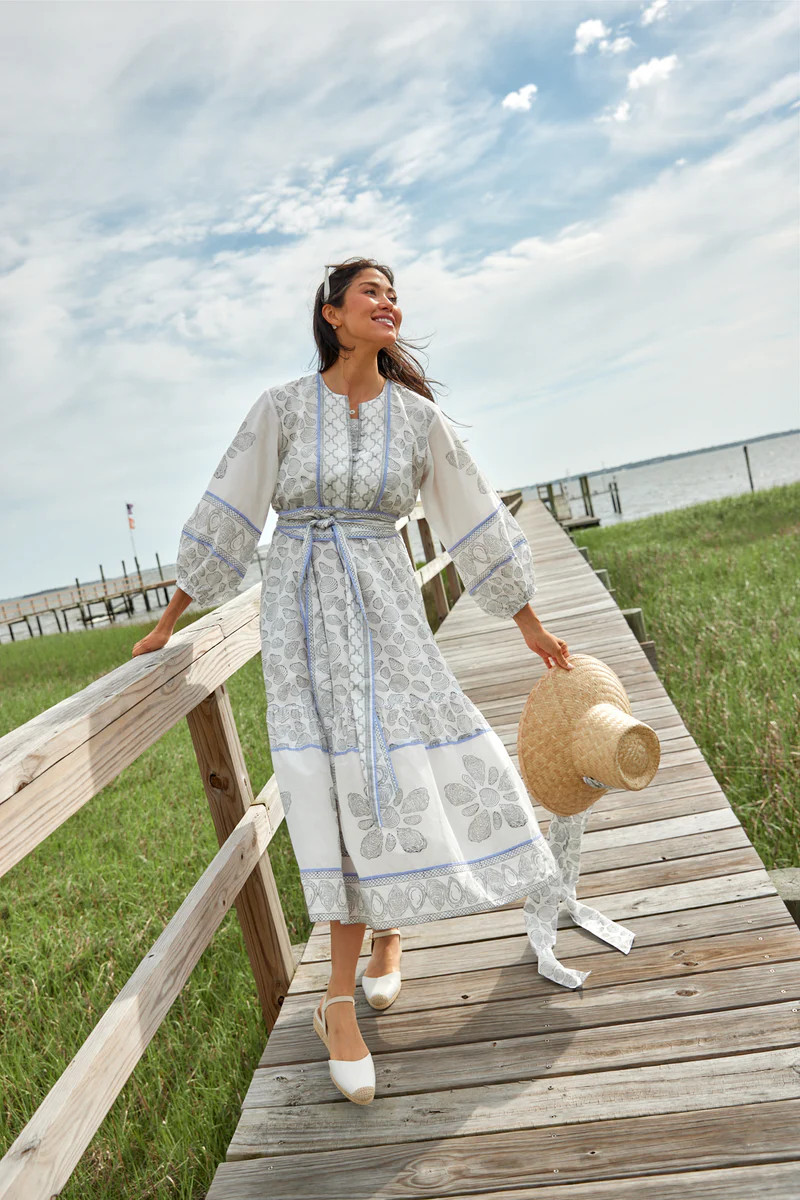 FINAL SALE Sue Sartor Jewel Neck Flounce™ | Oyster/Periwinkle Coastal | SUE SARTOR