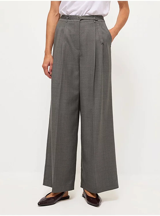 Grey Tailored Wide Leg Trousers | George