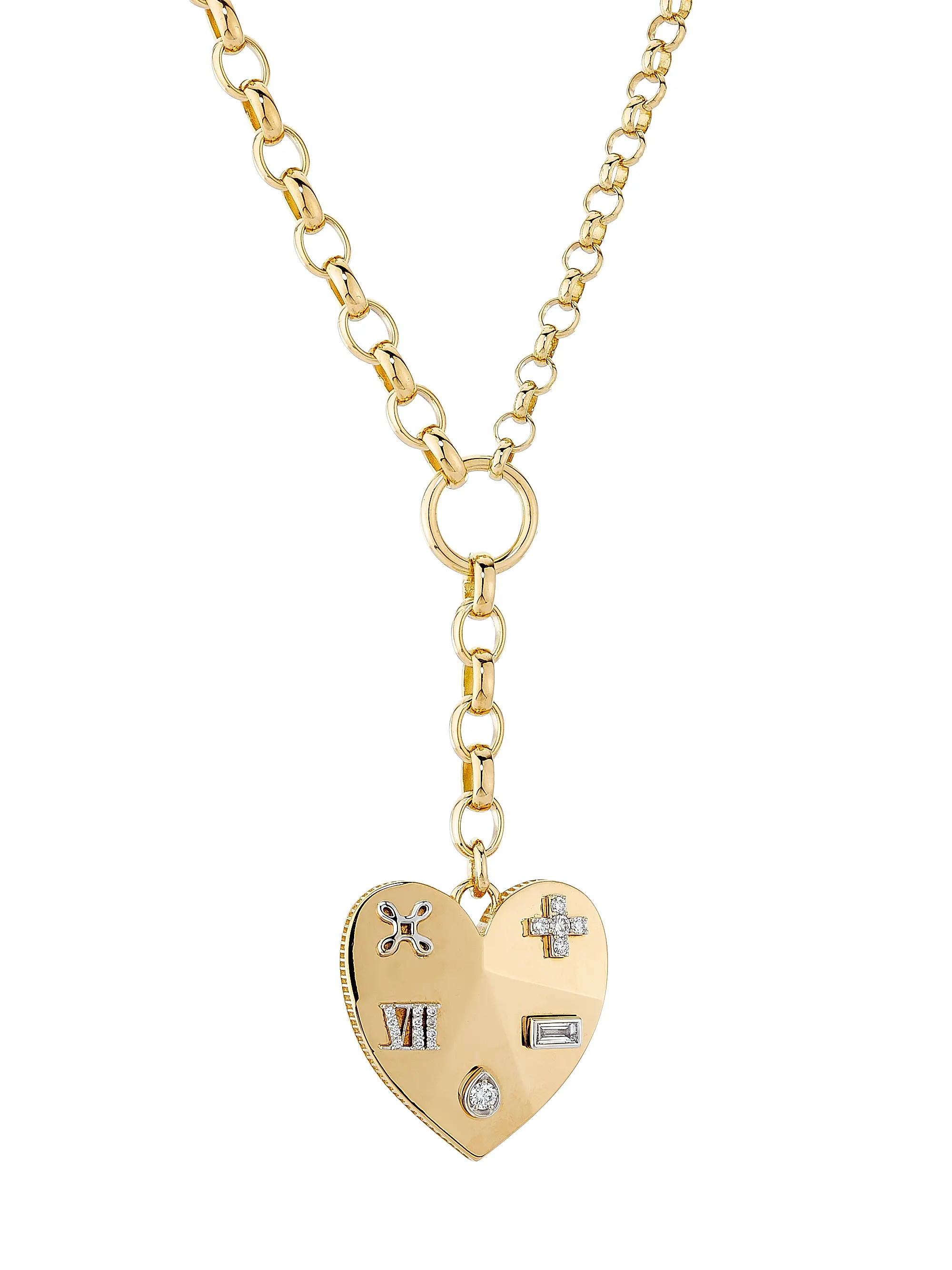 Ever Growing Facets Of Love 18K Yellow Gold & 0.25 TCW Diamond Heart Pendant Necklace | Saks Fifth Avenue