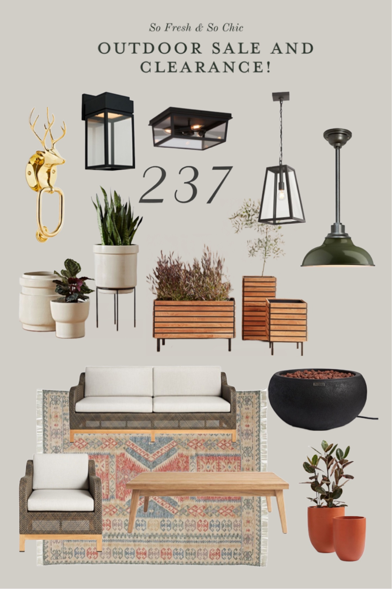 Outdoor sale and clearance at Rejuvenation!
-
Stylish outdoor furniture - patio furniture sale - outdoor decor sale - minimalist flushmount outdoor - minimalist lantern lighting outdoor - outdoor sofa and armchair sale - outdoor wood coffee table - outdoor rug traditional - fire bowl sale - outdoor planter sets - outdoor pendant lighting green - outdoor lantern lighting - minimalist house numbers sale - brass door knocker stag - front door decor 

#LTKsalealert #LTKhome