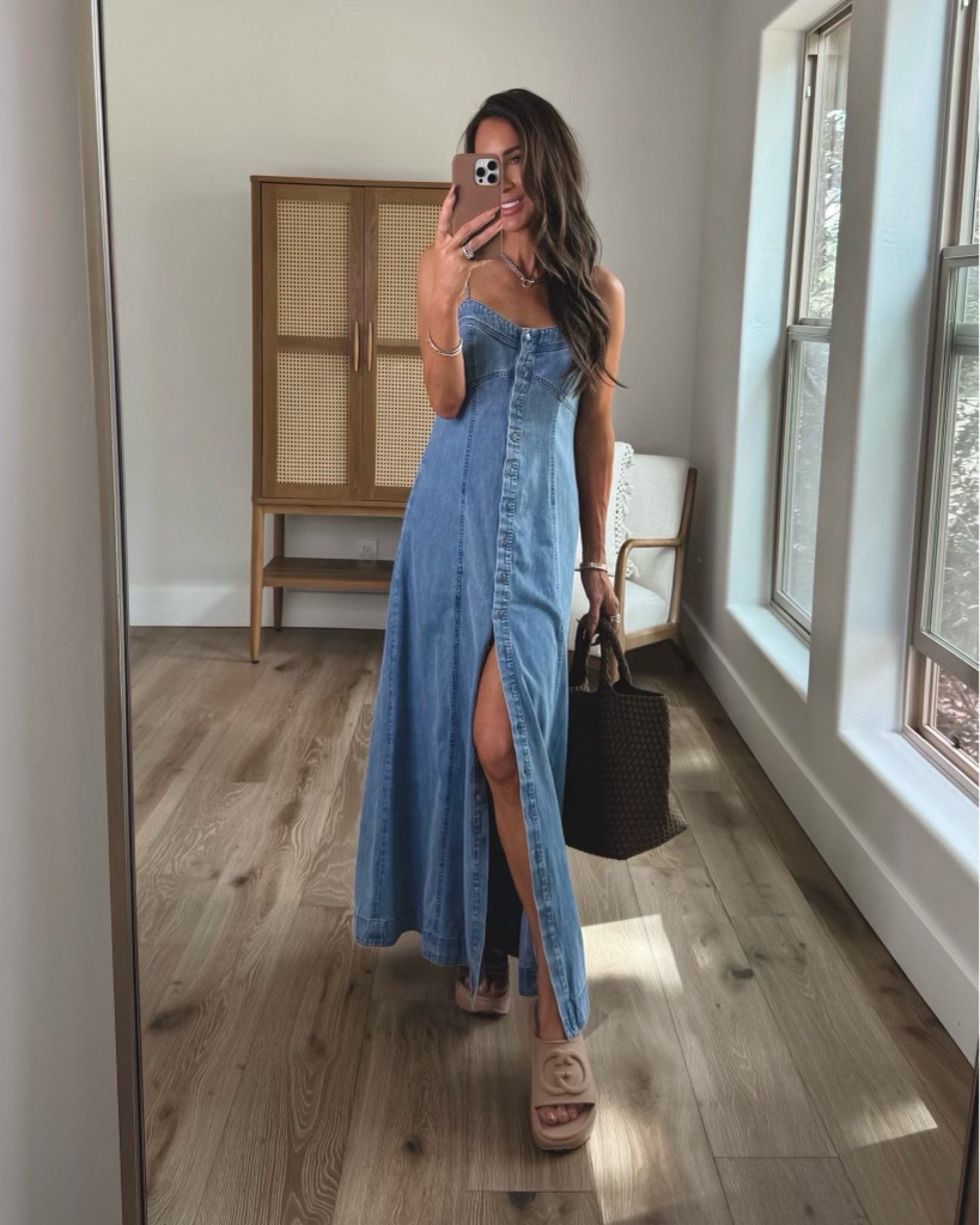 A denim maxi dress you will want to wear on repeat …sz small
Gucci Sandals tts

#LTKStyleTip #LTKTravel #LTKOver40