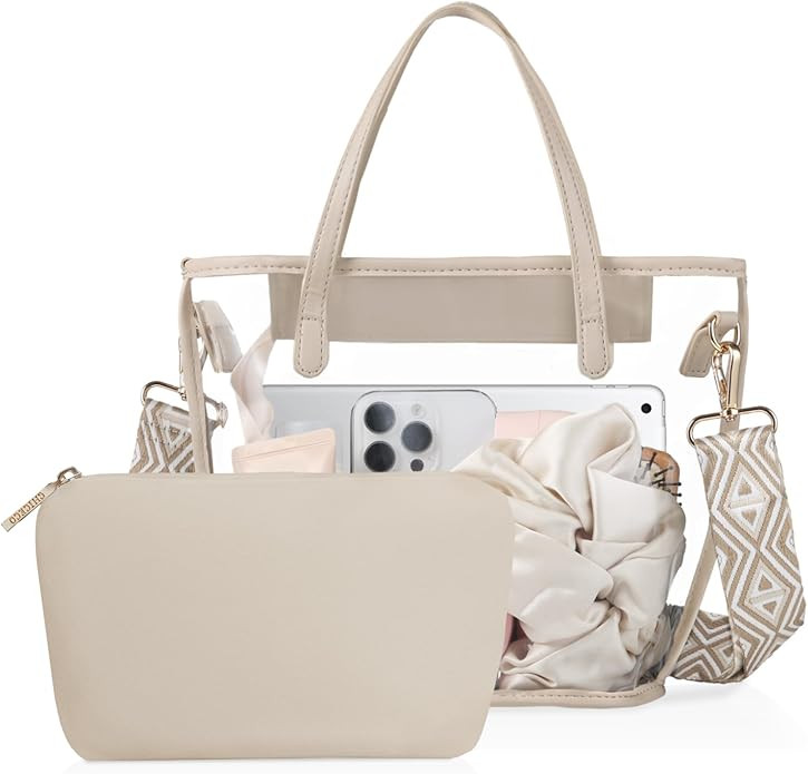 CHICECO Clear Tote Bag for Women, Clear Bag for Stadium Events with Adjustable Straps,Tote bag Pu... | Amazon (US)