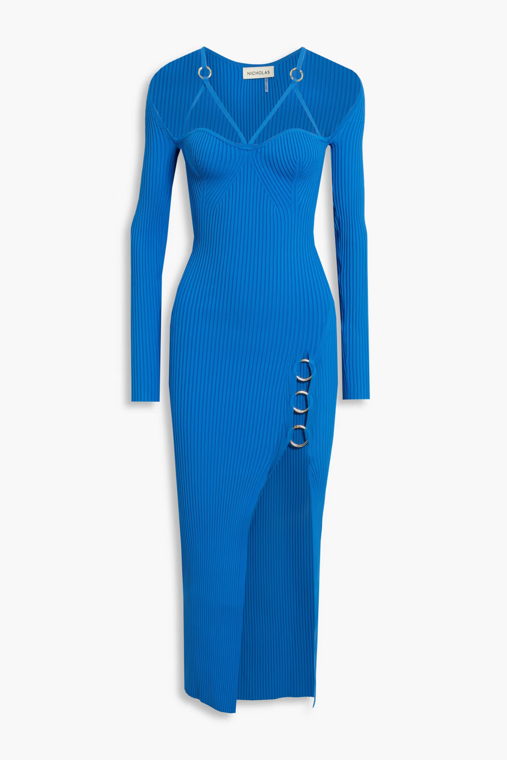 Janet ring-embellished ribbed-knit midi dress | The Outnet (US and CA)