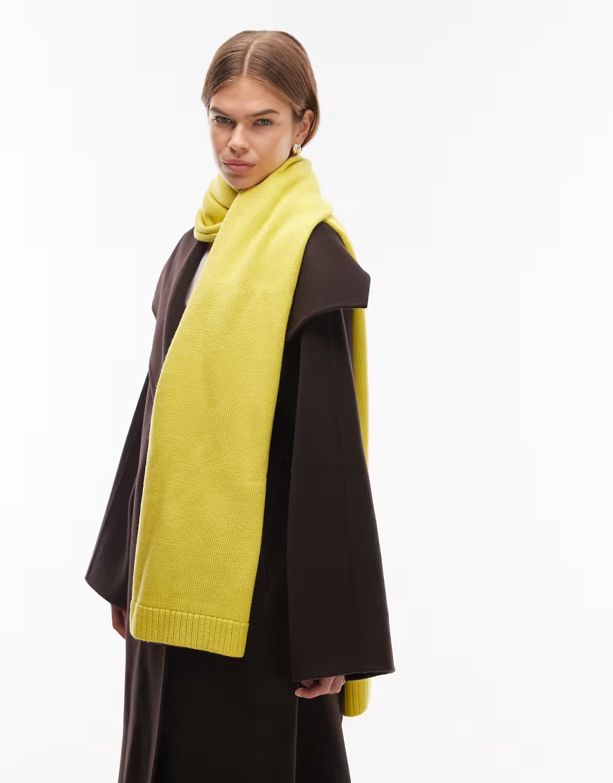 ASOS DESIGN fluffy knitted scarf in yellow | ASOS (Global)