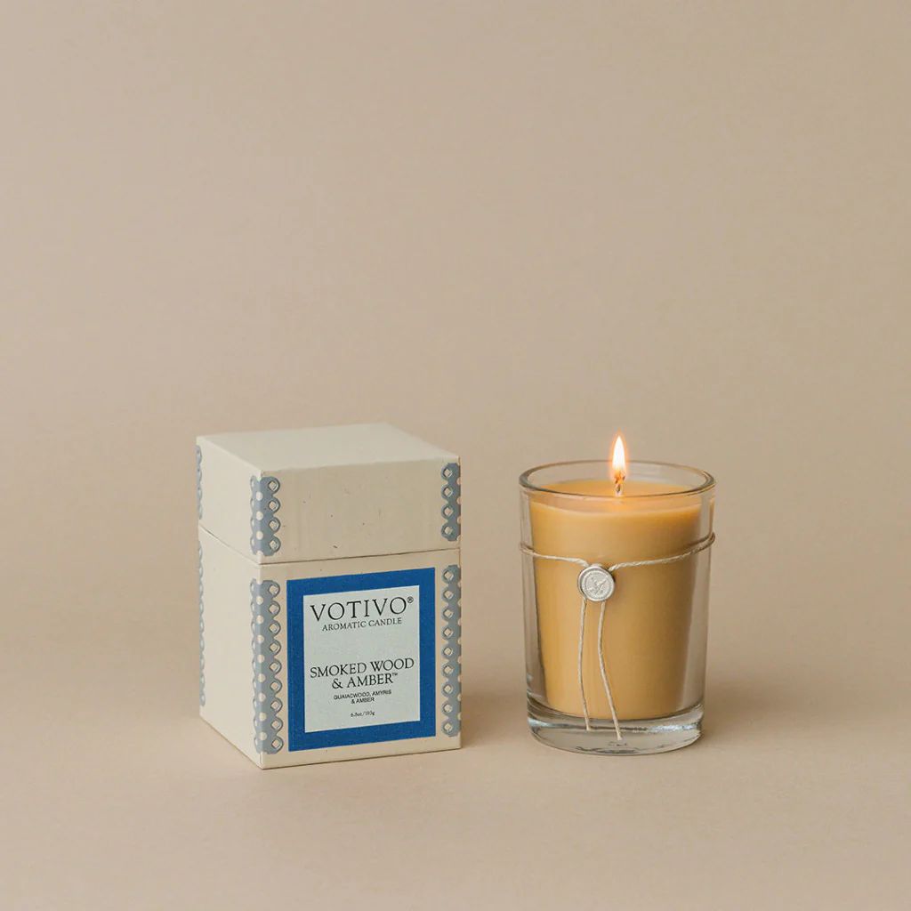 6.8oz Aromatic Candle-Smoked Wood & Amber | Votivo