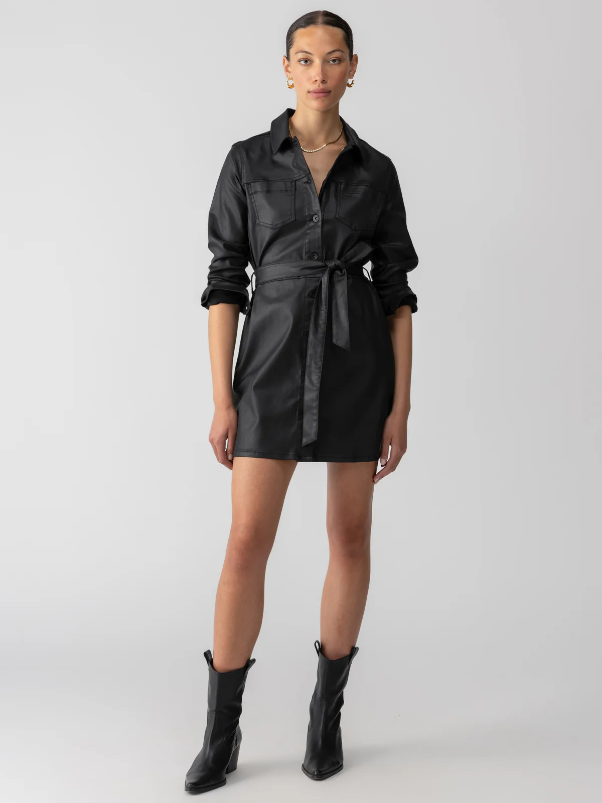Coated Denim Dress Black | Sanctuary Clothing