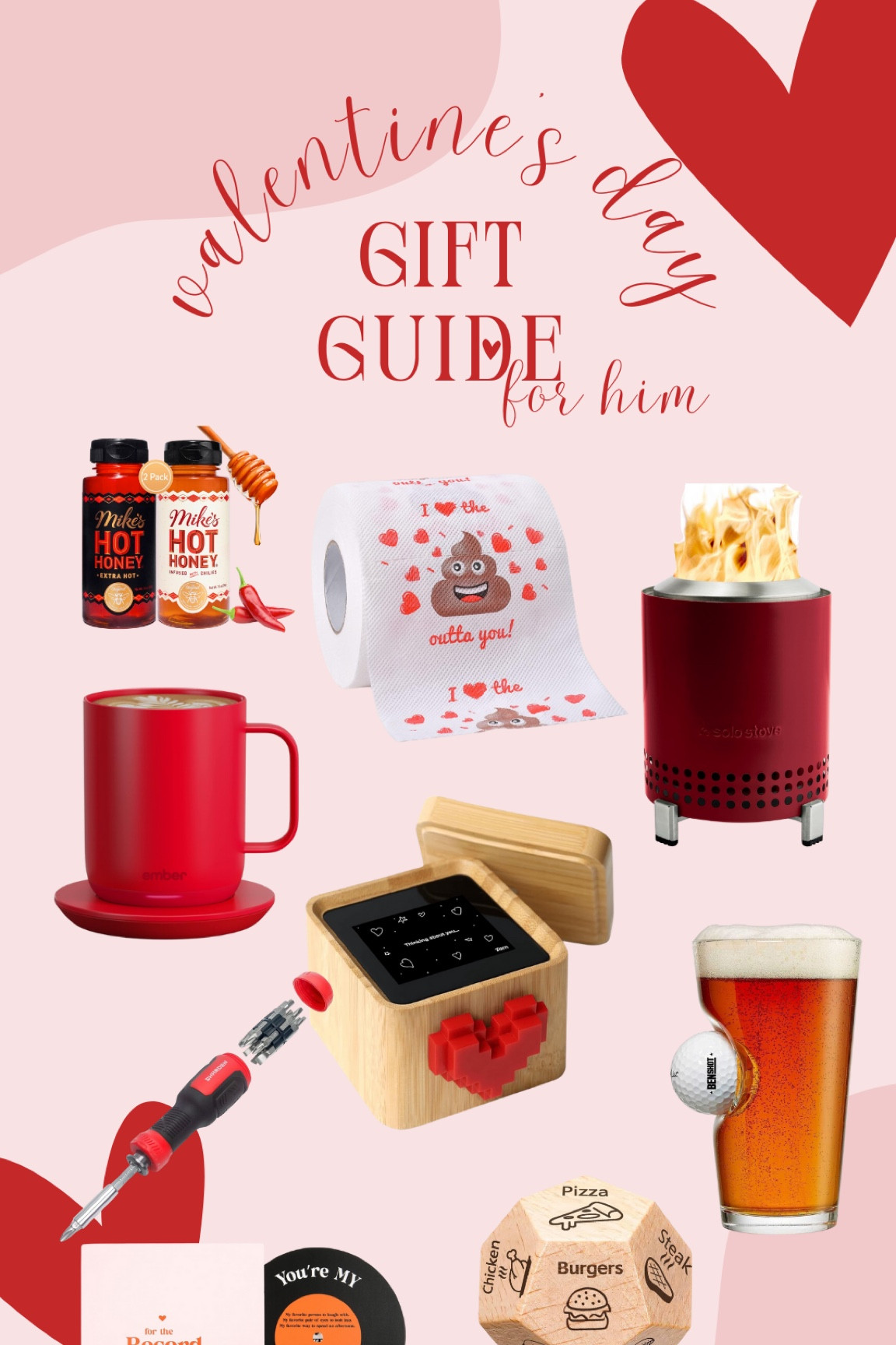 Valentine's Day Gifts for Him. Make this Valentine’s Day extra special for him with the best unique gifts! From Valentine’s-themed toilet paper and Valentine’s outfits and food to tools, beer glasses, and a message box, this list of finds has just what you need. #valentines #valentinesday #valentinesgift #valentinesgifts #giftideas #giftsforhim 

#LTKGiftGuide #LTKMens #LTKFindsUnder50