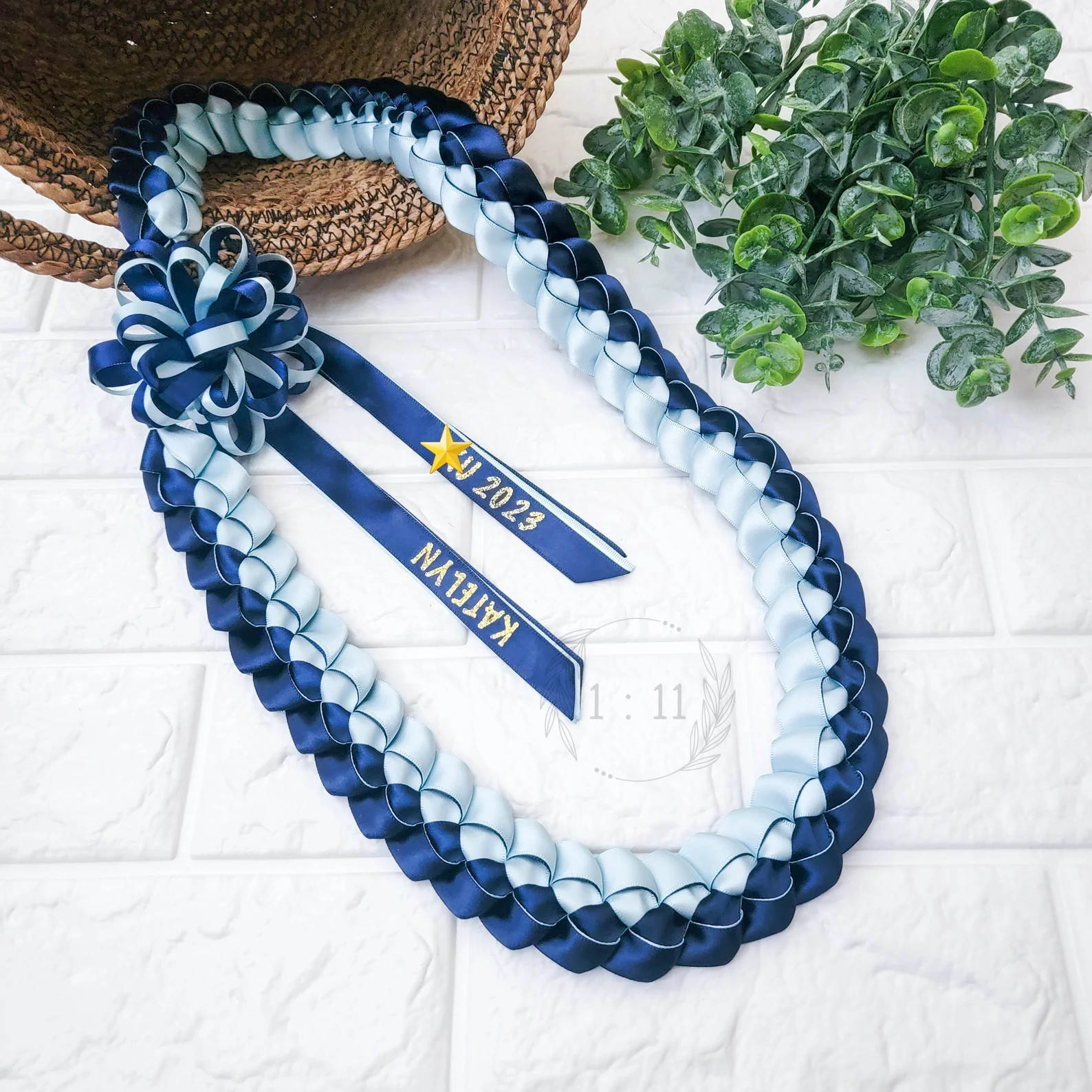 Colorblock, satin braided lei, ribbon lei, floral lei, graduation lei, grad gift, for graduate, f... | Etsy (US)