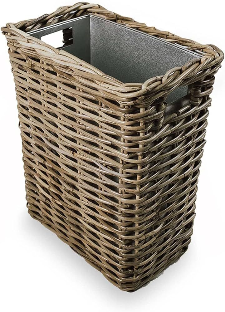 The Basket Lady Large Rectangular Kubu Wicker Waste Basket with Metal Liner, 14.5 in L x 9 in W x... | Amazon (US)