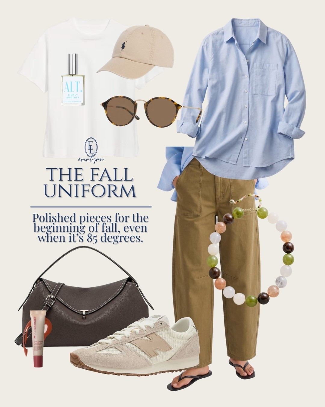 I’m giving my jeans a day off. Khaki pants with a blue shirt and flat shoes feel like fall to me, without pretending it’s cool outside.

Amazon fall outfit, khaki wide-leg pants, transitional style, Florida fall outfit, blue button-down, classic casual style, comfortable trousers