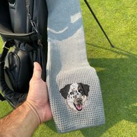 Custom Embroidered Pet Portrait Golf Towel, Custom Dog Dad Gift, Personalized Towel, Personalized Embroidery, Accessories | Etsy (US)