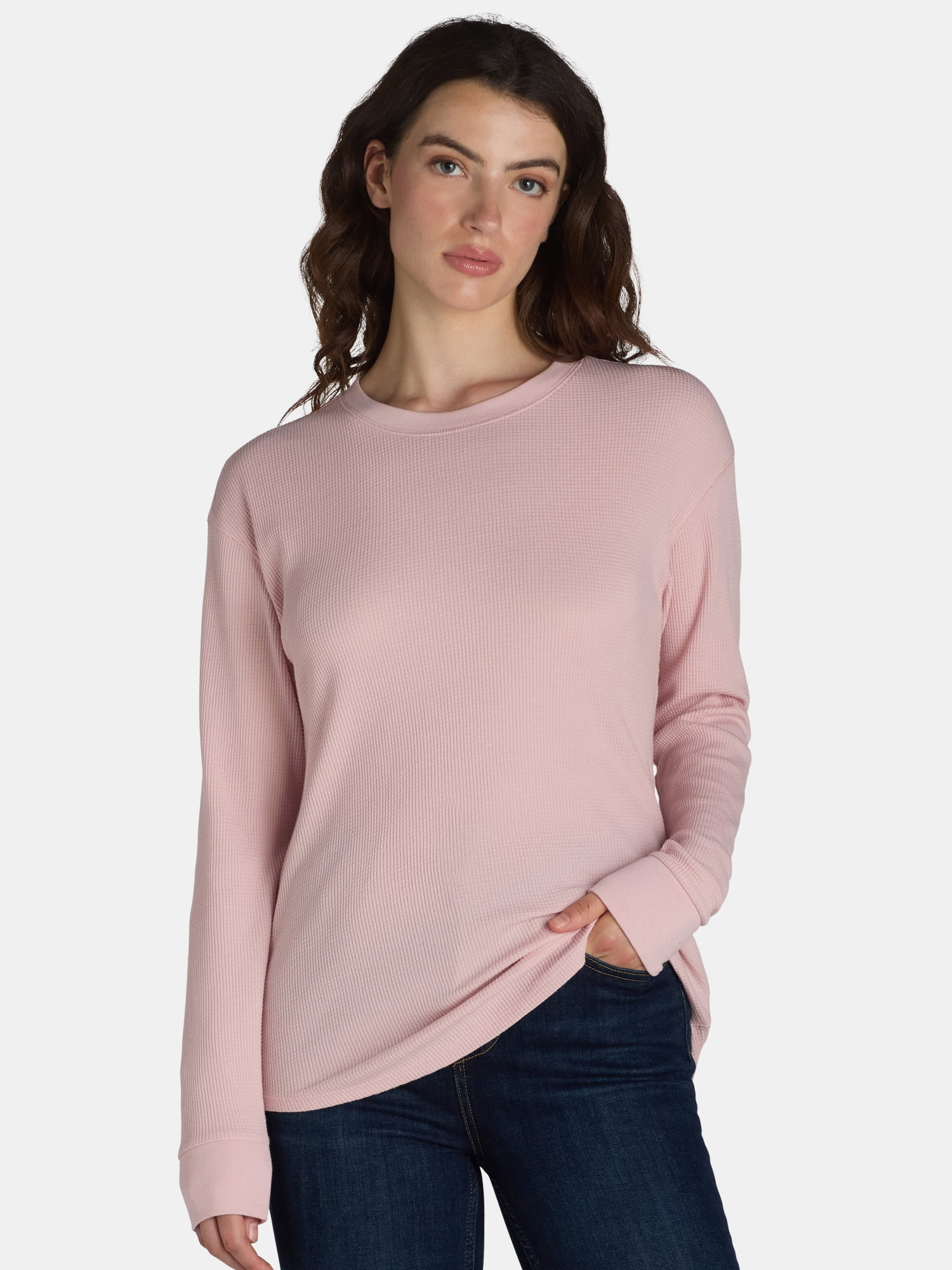 Time and Tru Women’s Essential Thermal T-Shirt with Long Sleeves, Sizes XS-XXXL - Walmart.com | Walmart (US)