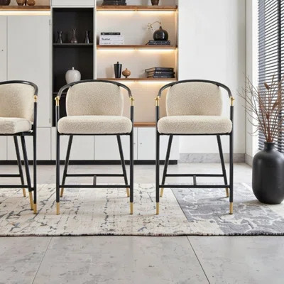 Upholstered Counter Stool With Iron Frame - Set Of 2 Counter Stools | Wayfair North America