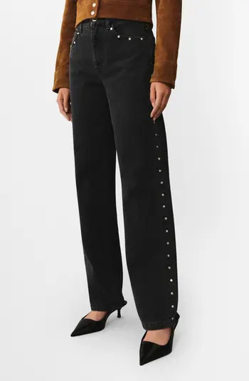 MANGO Billie Stud Straight Leg Jeans<br /> | Nordstrom | Nordstrom