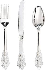 WDF 360 Pieces Silver Plastic Silverware- Disposable Flatware - Heavyweight Plastic Cutlery- Incl... | Amazon (US)