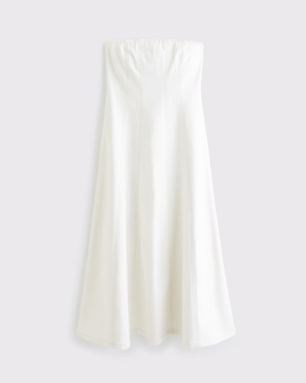 The A&F Mila Strapless Denim Midi Dress | Abercrombie & Fitch (US)