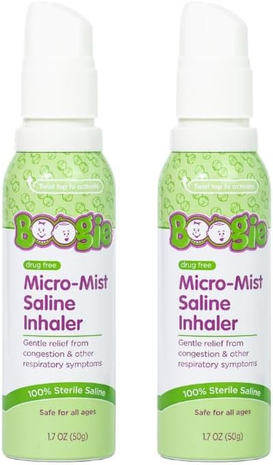 Boogie Wipes - Micro-Mist Saline Inhaler Refill, Unscented - 1.7 oz (2 Pk) | Amazon (US)