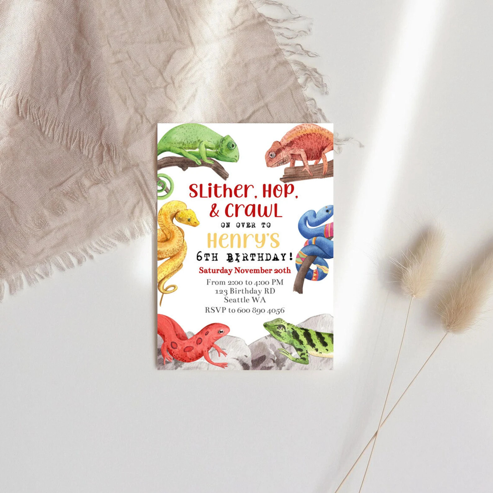 EDITABLE Reptile Birthday Invitation Boy, Lizard Birthday Invite Template, Snake Party, Instant D... | Etsy (US)