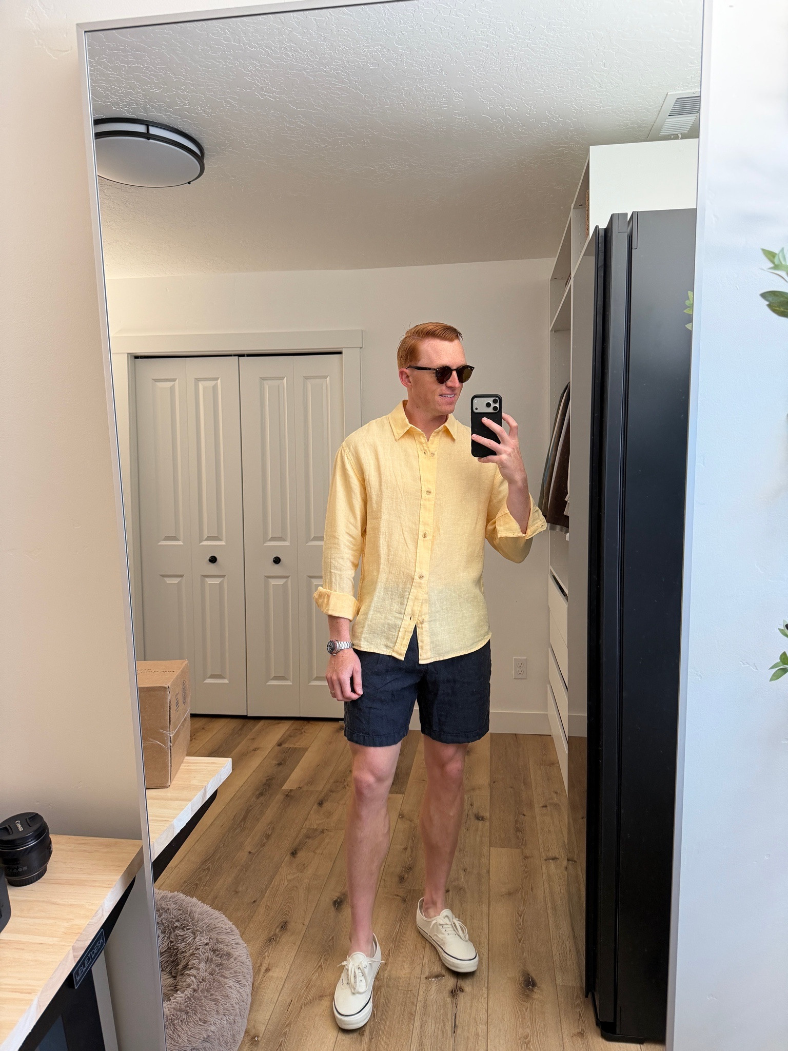 Summer yellow and navy outfit for men

#LTKMens