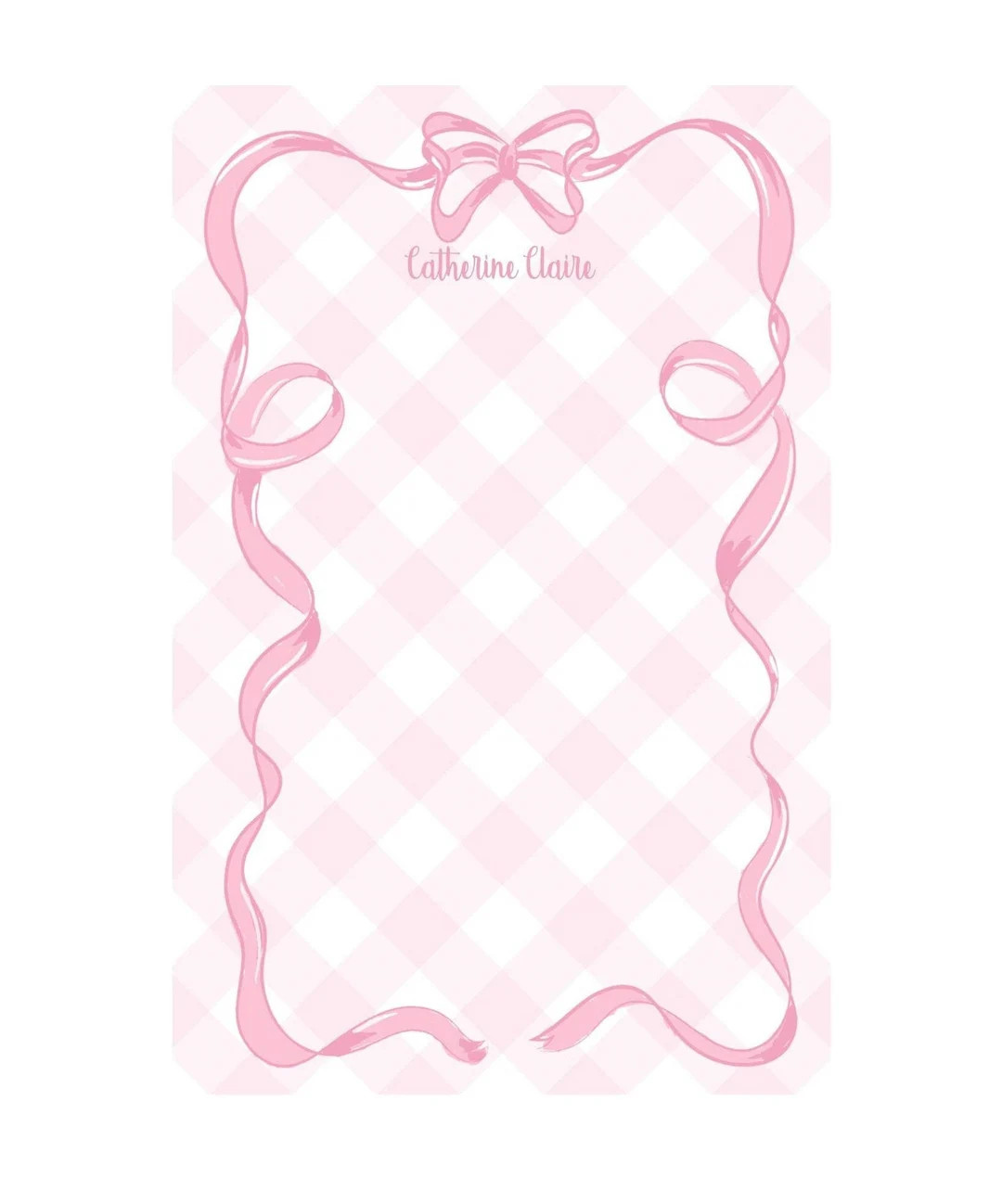 Personalized Notepads - COQUETTE BOW - Pink Gingham - Set of 2 - Monogrammed Notepads - Etsy | Etsy (US)