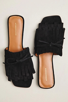 By Anthropologie Kiltie Open Toe Slide Sandals | Anthropologie (US)