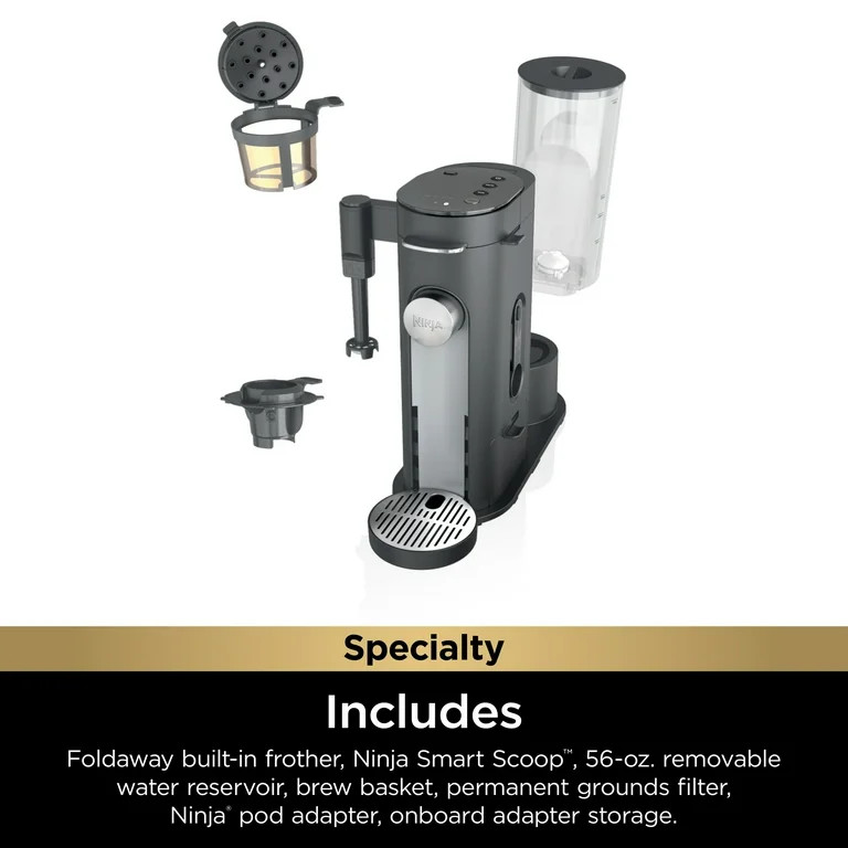 Ninja Single Serve Pods & Grounds Specialty Coffee Brewer, 4 Brew Styles, Gray, PB050 | Walmart (US)