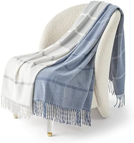 Bedsure Blue Throw Blanket with Tassel Woven Striped Cozy Soft Lightweight Plaid Decorative Blank... | Amazon (US)