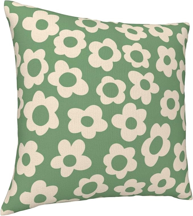 Vintage Groovy Flowers Throw Pillow Covers Square 18x18 Inch Pillowcases for Home Sofa Cushion Co... | Amazon (US)