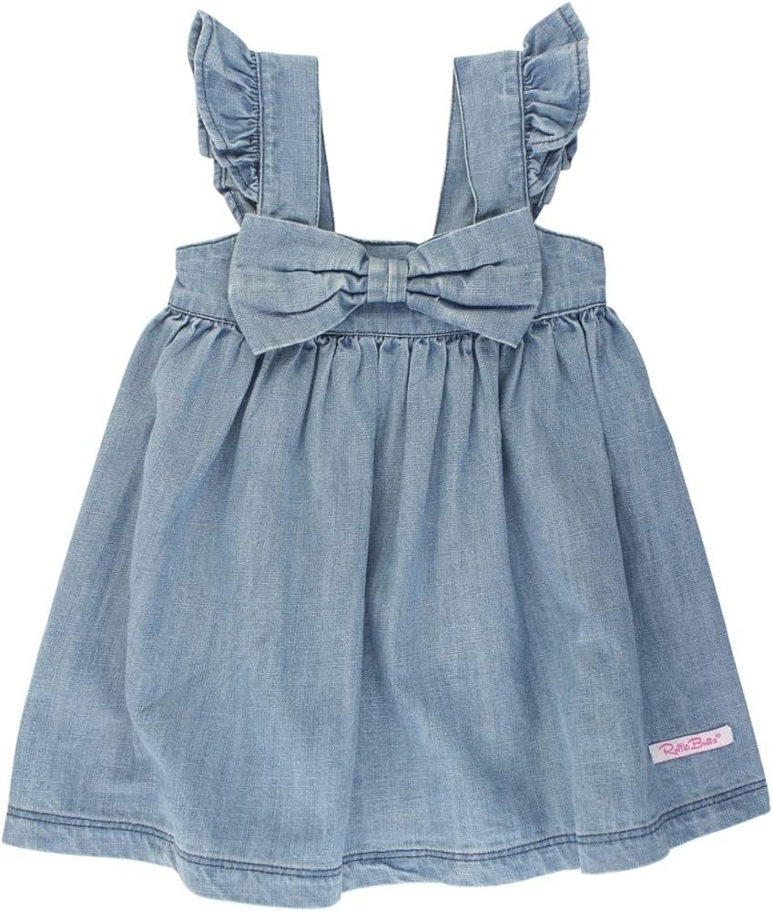 RuffleButts® Baby/Toddler Girls Printed Pinafore Cross-Back Sun Dress | Amazon (US)