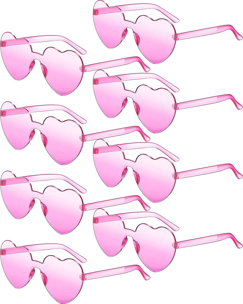 8 Pairs Rimless Sunglasses Heart Shaped Frameless Glasses Trendy Transparent Candy Color Eyewear ... | Amazon (US)