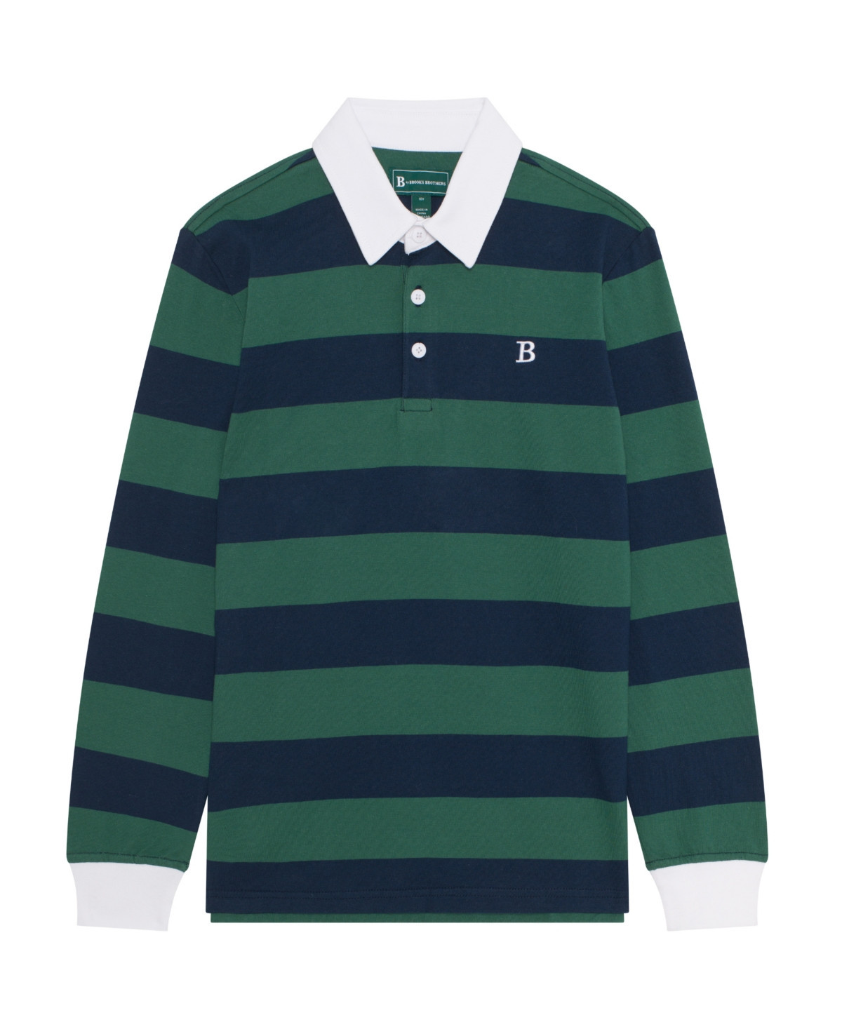 B By Brooks Brothers Big Boys Rugby Long Sleeve Polo Shirt - Dark Green | Macy's