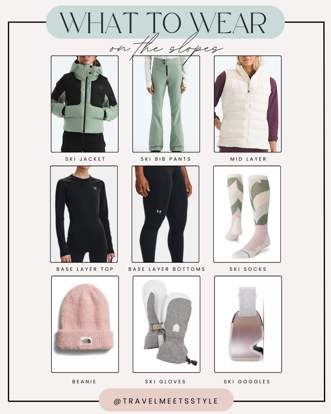Ultimate ski trip packing list for women ⛷️ Visit travelmeetsstyle.com to read the full post + explore more ski outfits & winter outfits for women ❄️



Ski jacket, ski pants, puffer vest, base layer, ski socks, winter beanie, ski gloves, ski goggles 

#LTKTravel
