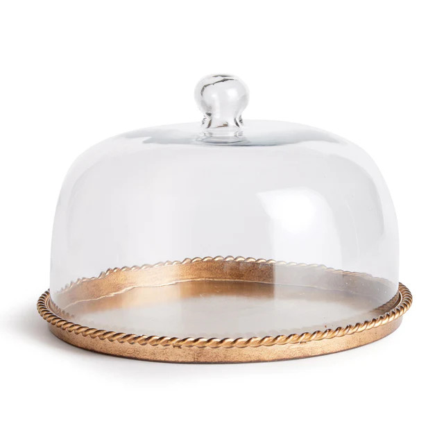 Napa Antique Gold Braiden Tray With Cloche Large | DecoratorsBest