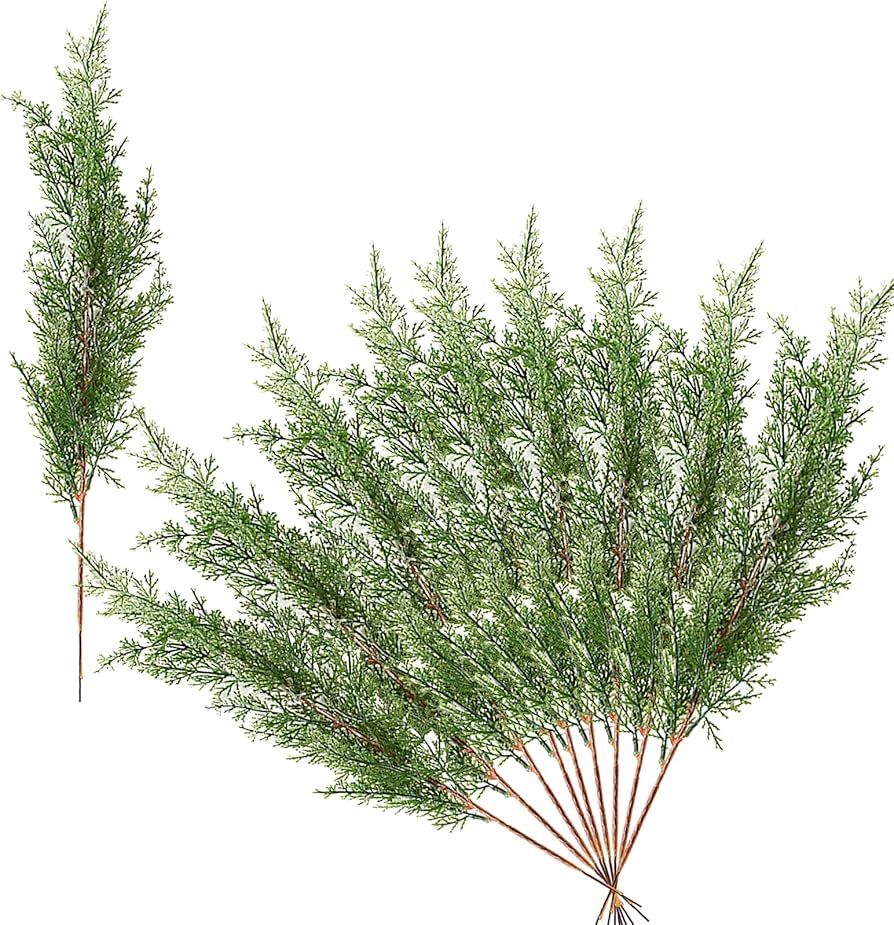 Sucpur 10Pcs Artificial Pine Branches Cedar Sprigs, 16.5 Inch Artificial Cypress Pick Pine Stems ... | Amazon (UK)