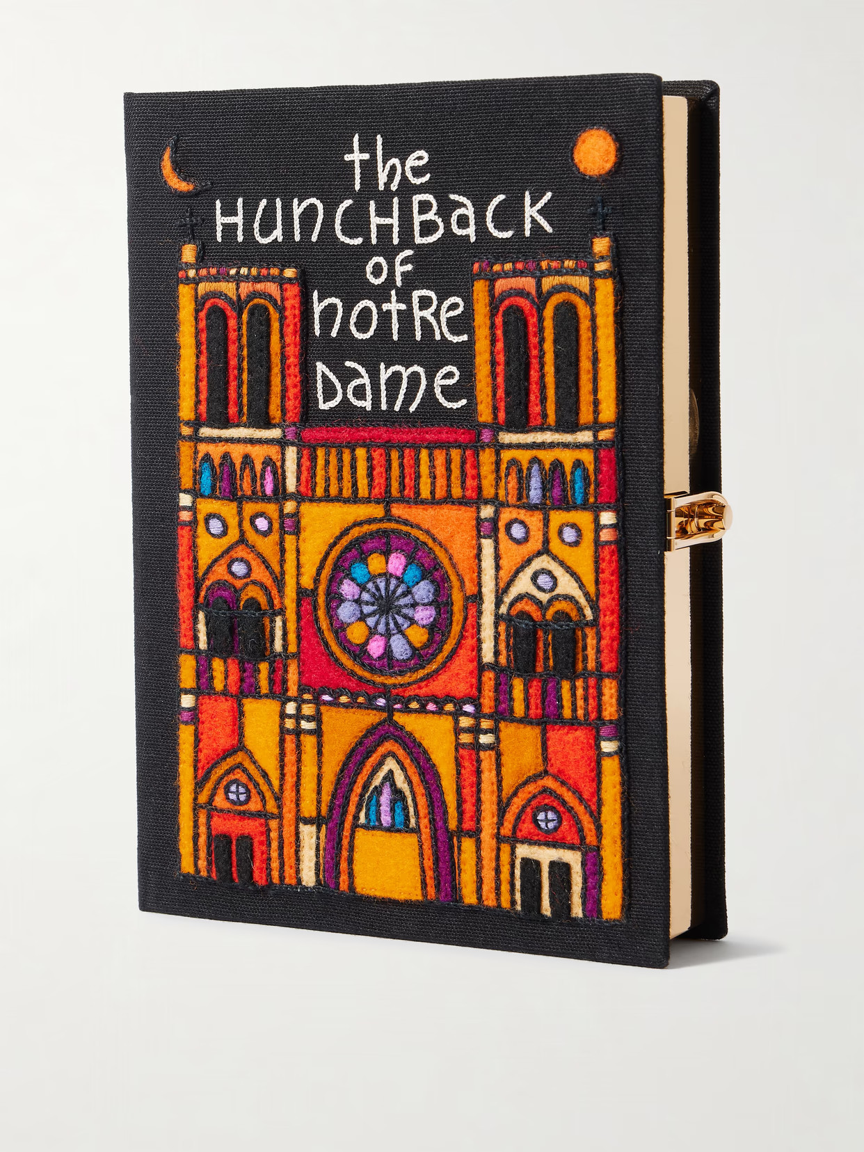 Olympia Le-Tan - The Hunchback Of Notre-dame Embroidered Appliquéd Canvas Clutch - Black | NET-A-PORTER (US)