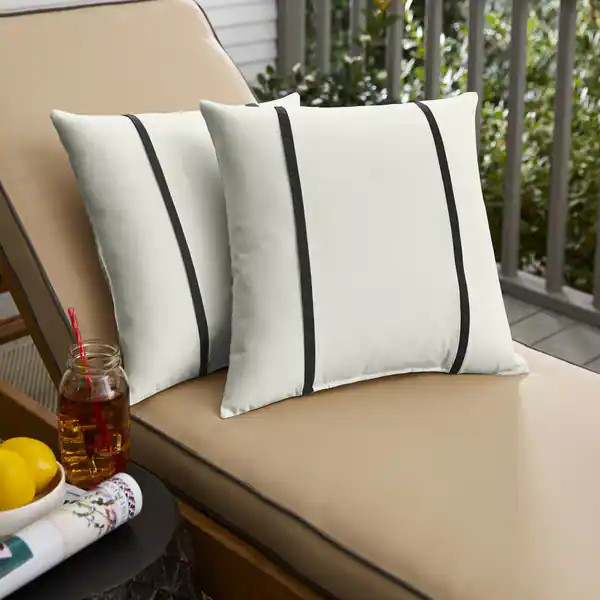 Sunbrella Canvas Natural and Canvas Black Double Small Flange Indoor/ Outdoor Pillows, Set of 2 | Bed Bath & Beyond