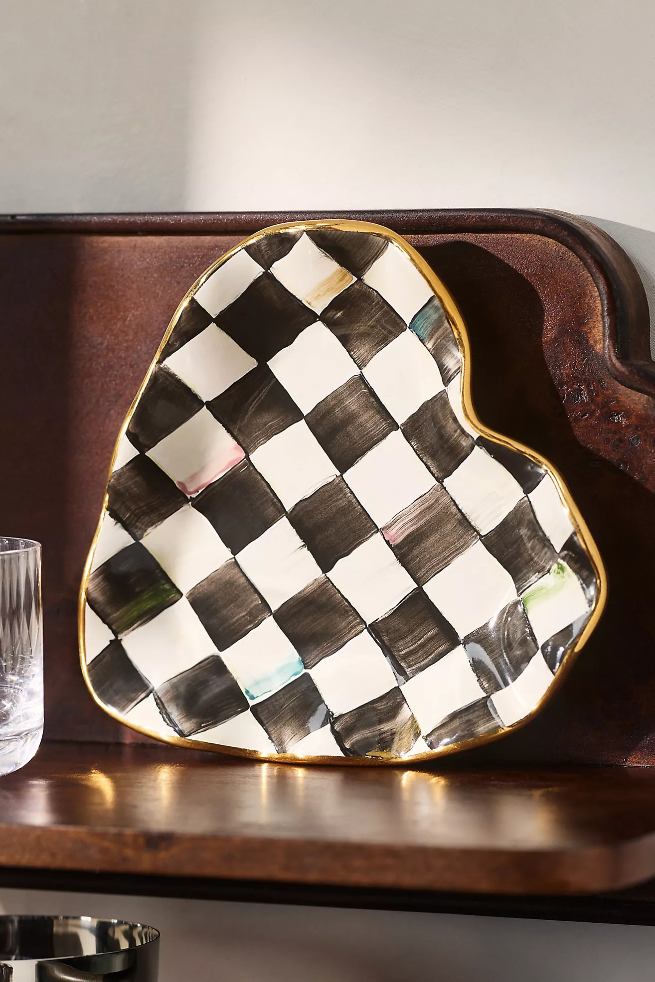 MacKenzie-Childs Check Fluted Ceramic Heart Plate | Anthropologie (US)