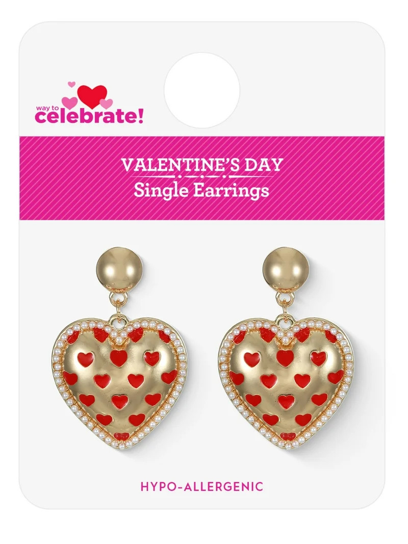 Way to Celebrate Valentine's Day Heart Filled Earrings, 1 Pair | Walmart (US)